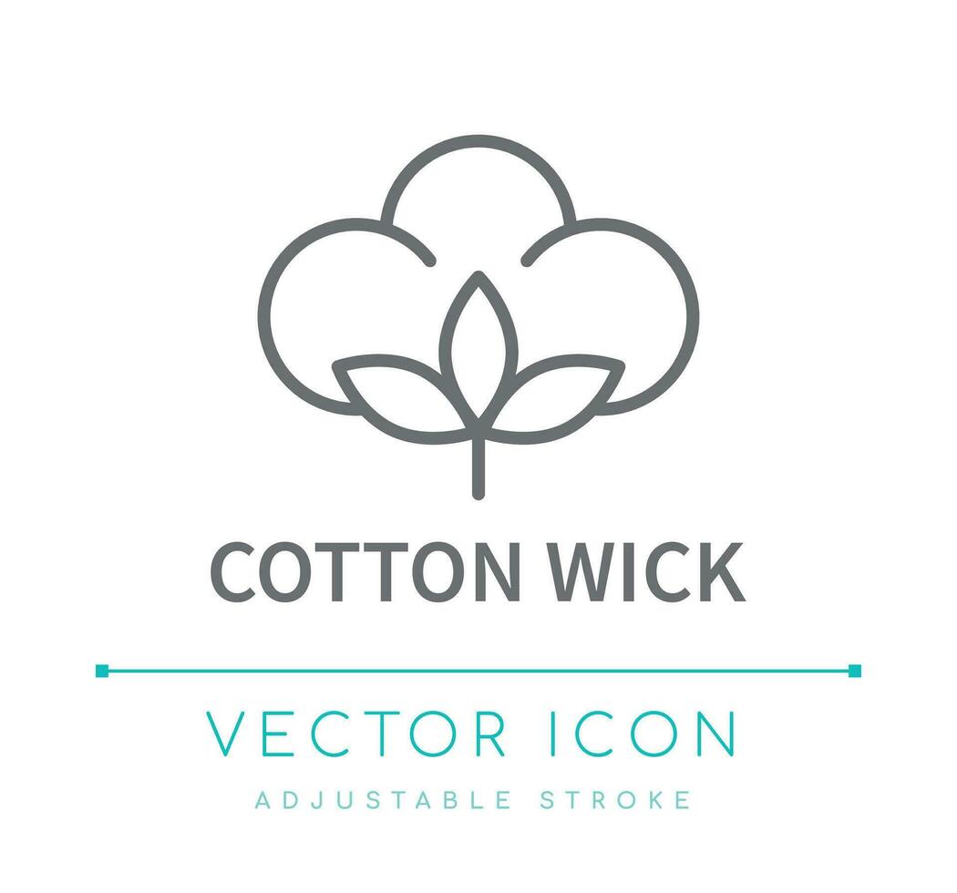 Cotton Wick Candle Line Ico vector