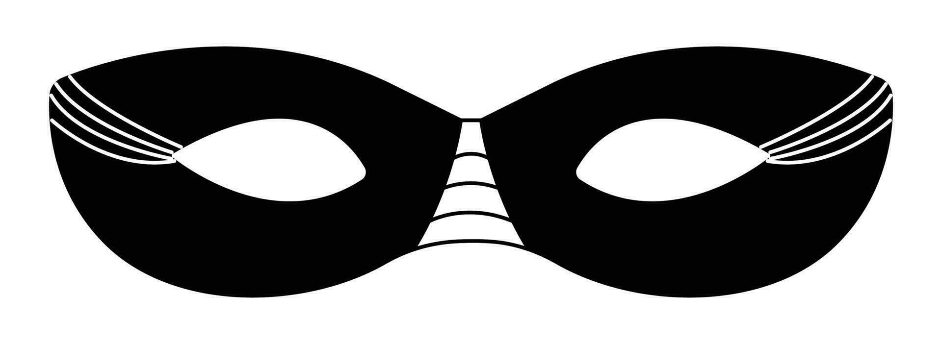 Black and white simple eye masquerade mask, vector simplified attribute of a carnival costume