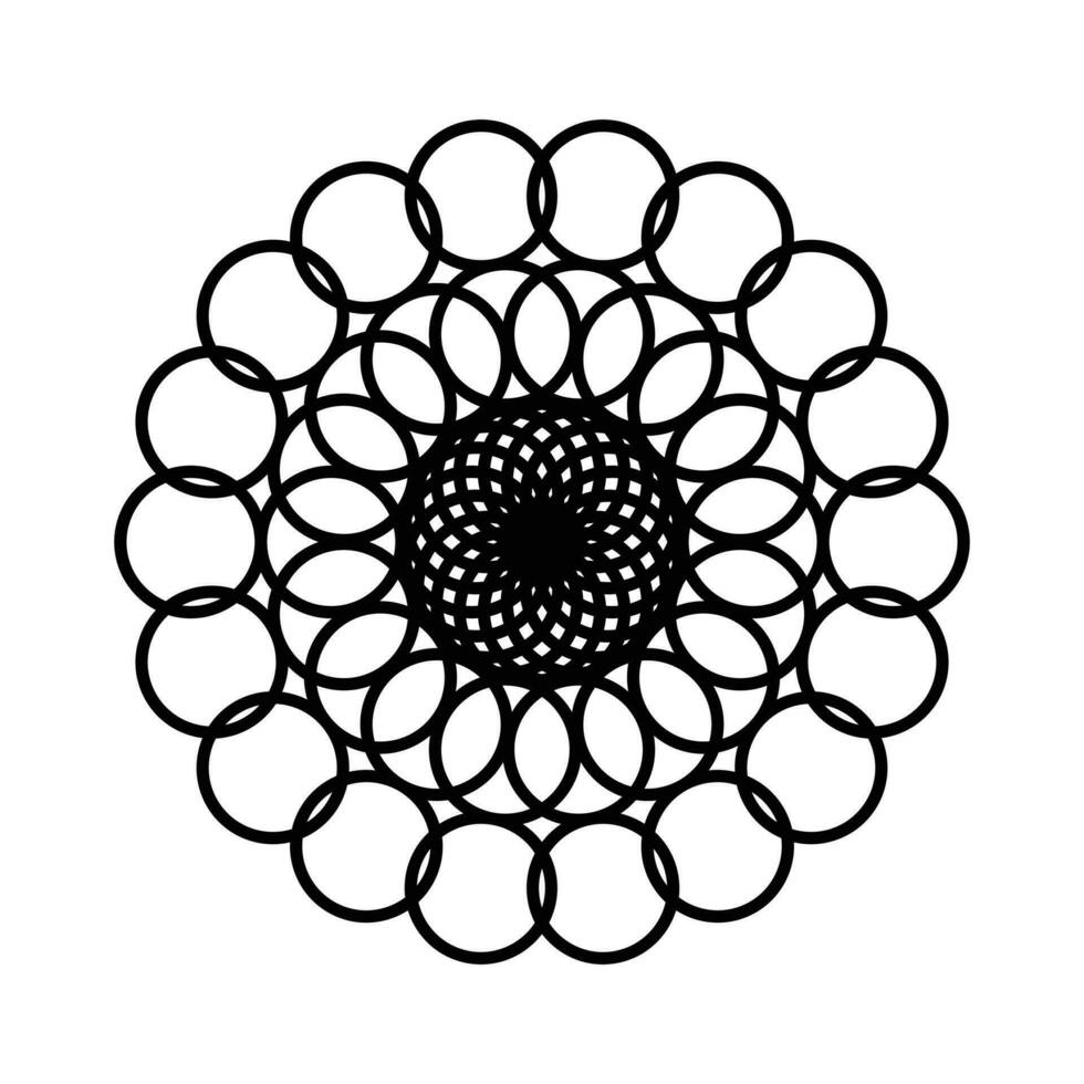 monochrome contour with circular pattern of geometric shapes vector illustration. Abstract design element. Religious Element design ornament. Art design pattern