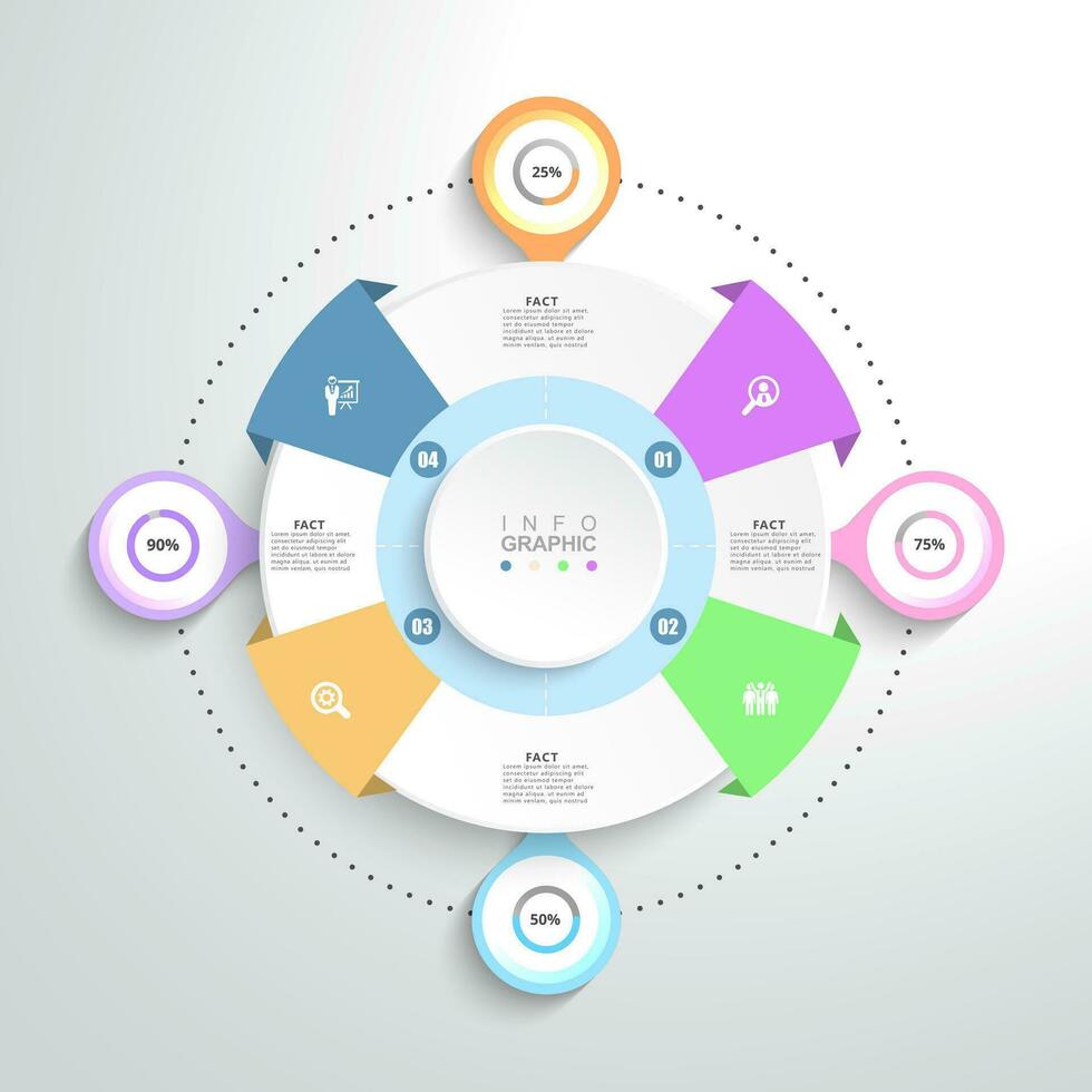 circular infografía paso y opciones vector