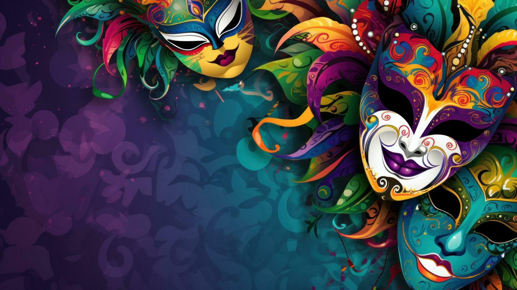 AI generated A vivid carnival background filled with lively colors, masks, and festive flair photo