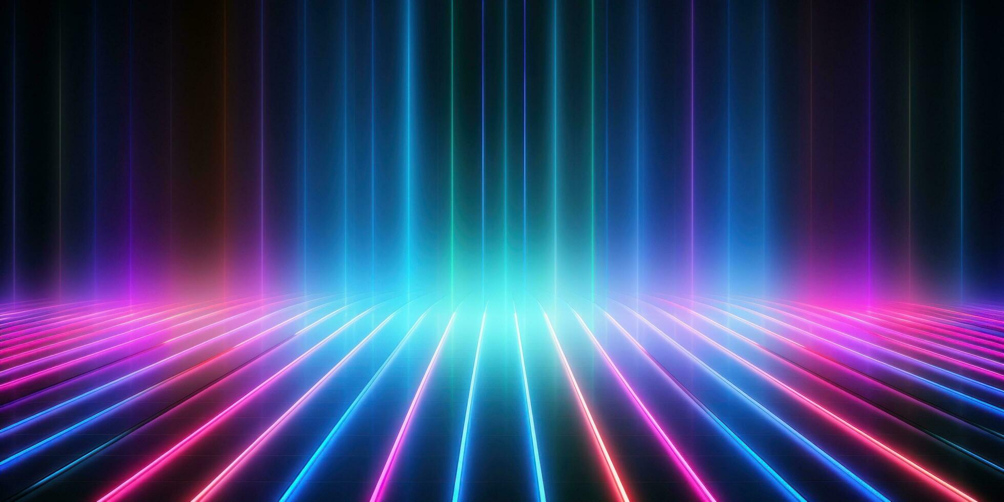 AI generated neon lights background with blue, pink, and green lights photo