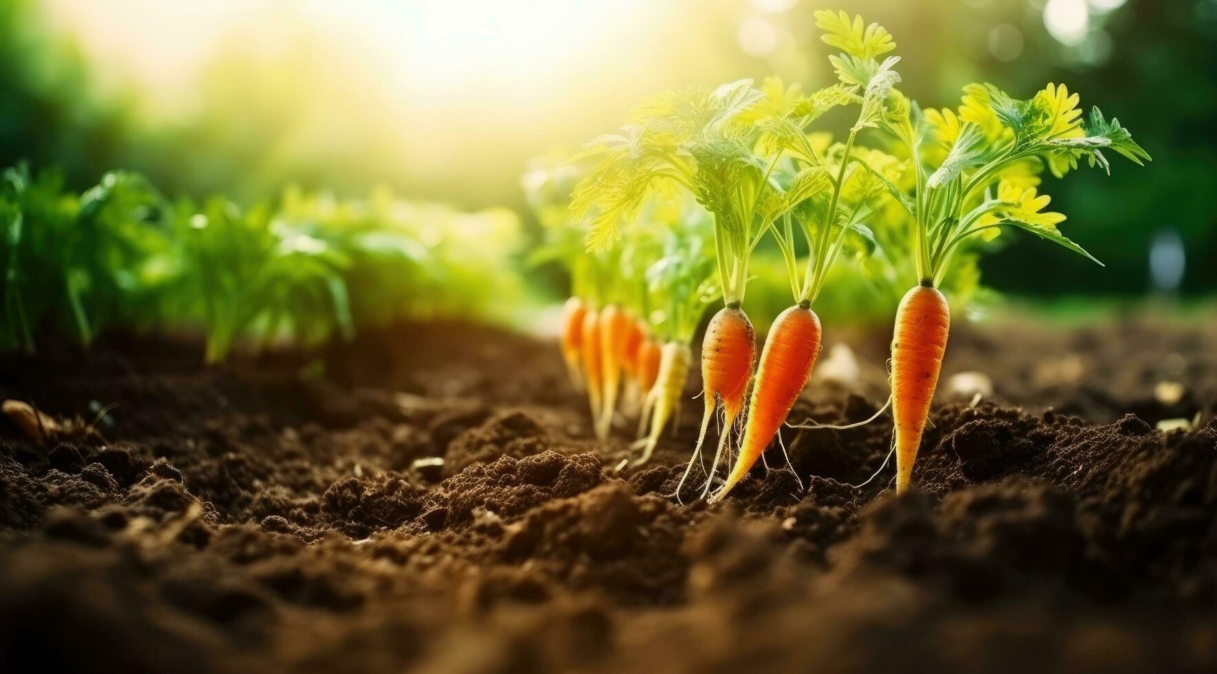 AI generated carrots grow and ready to dig vegetable photo