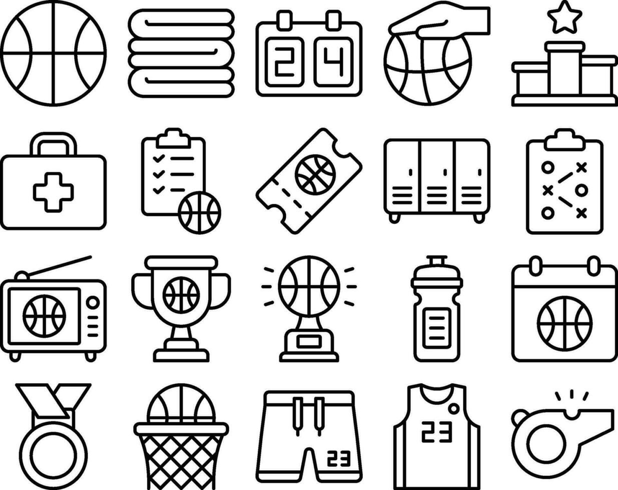 Basketball Item Equipment Icon Set vector