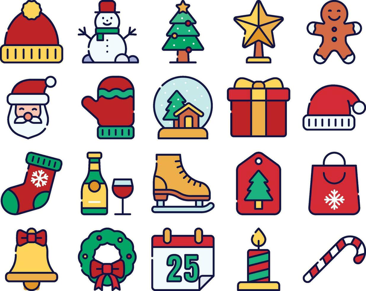 Christmas icons set. Vector illustrations.