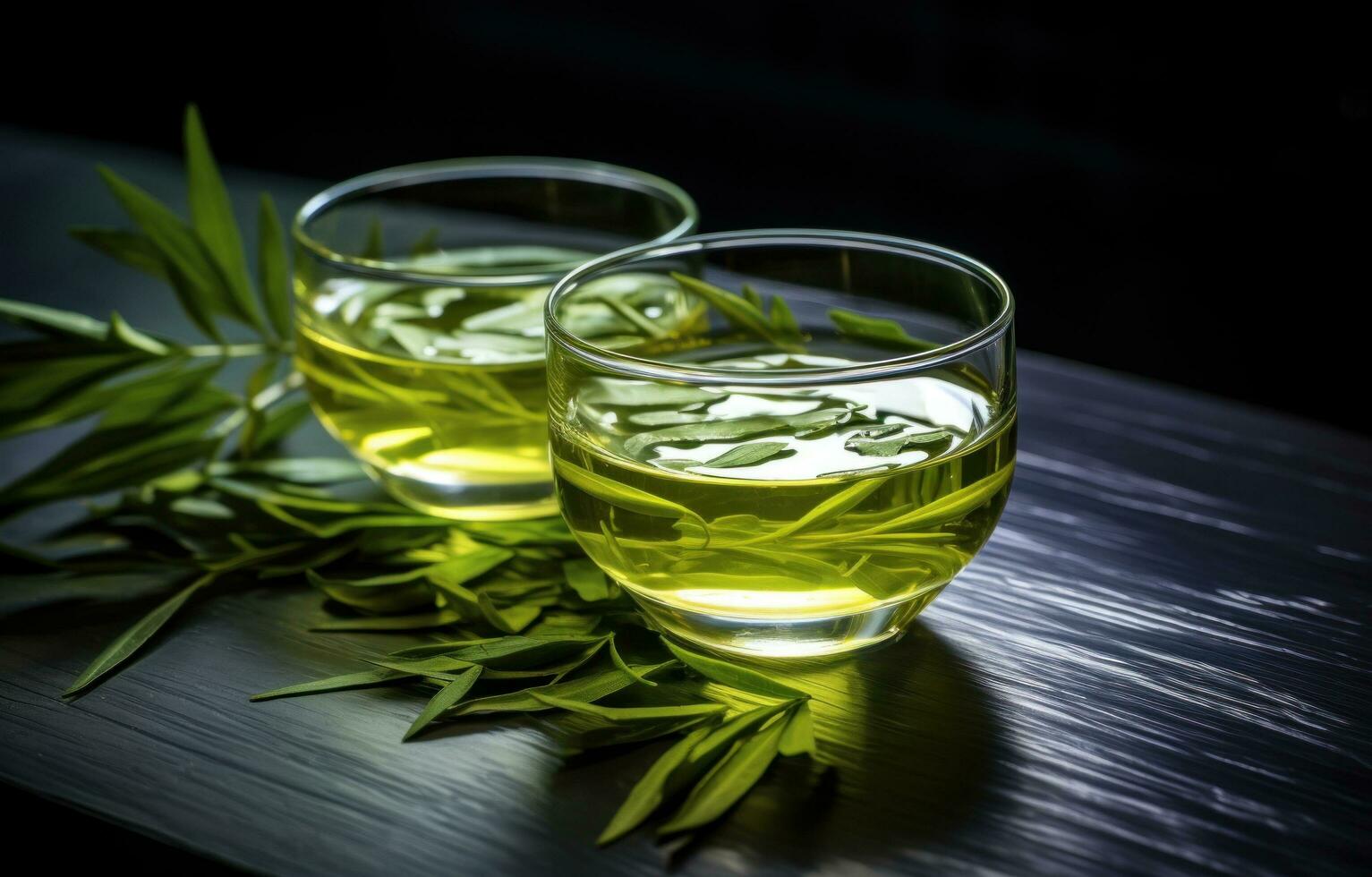AI generated drinking green tea photo