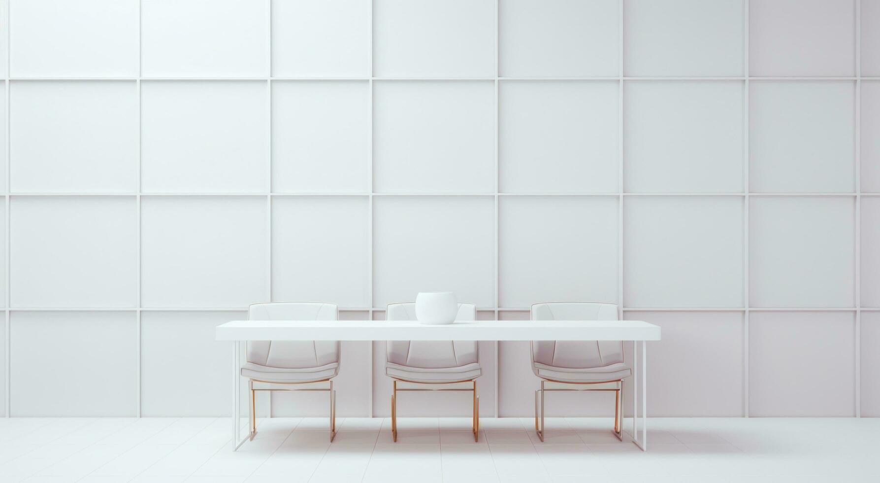 AI generated white chairs and desk in meeting room photo
