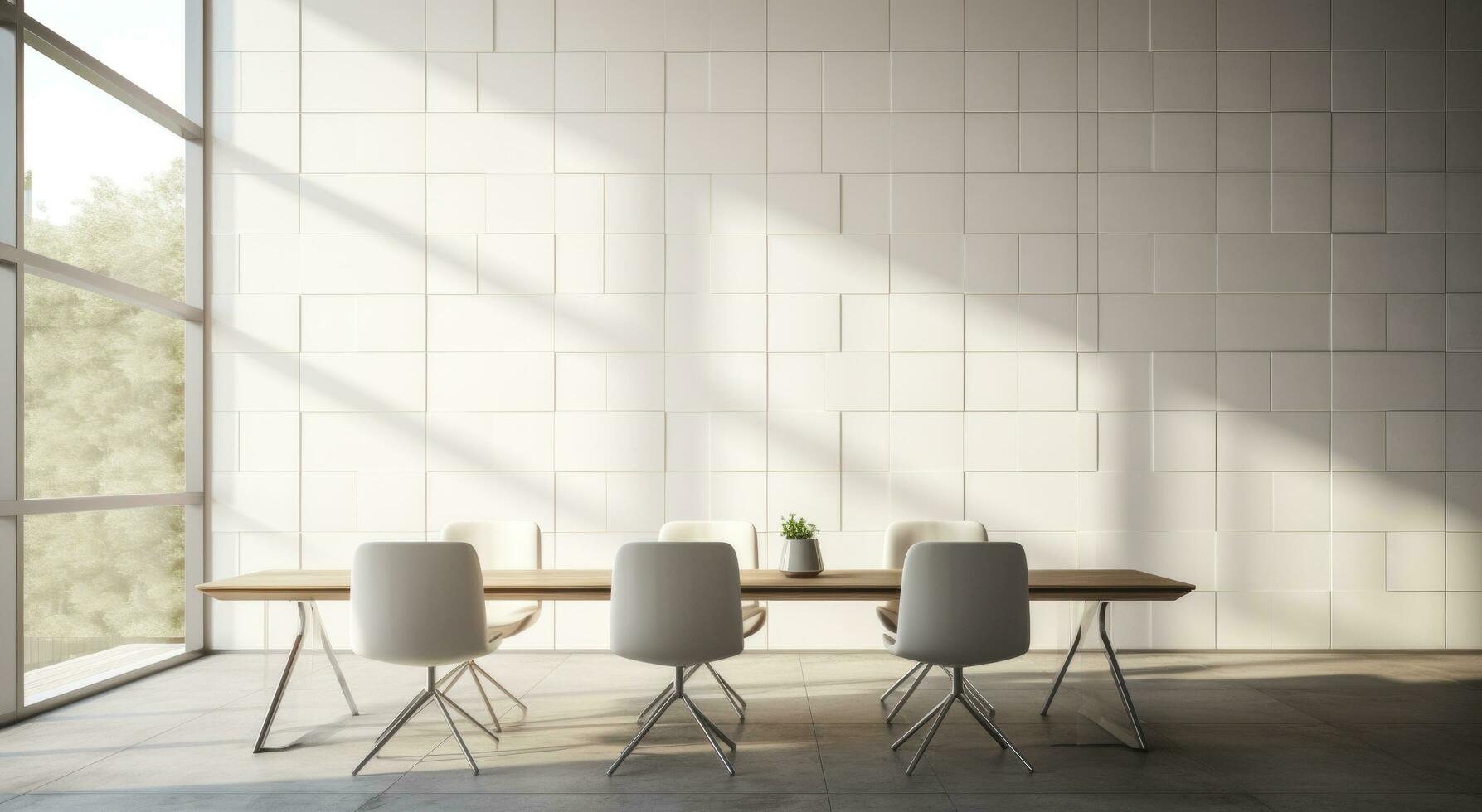 AI generated white chairs and desk in meeting room photo