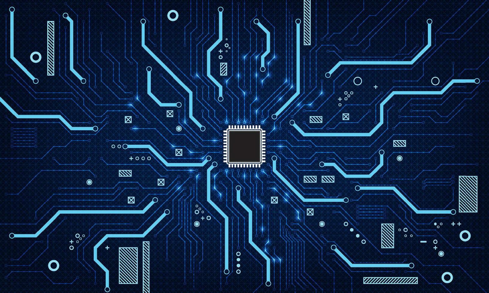 Circuit board. Technology background. Central Computer Processors CPU concept. Motherboard digital chip. vector