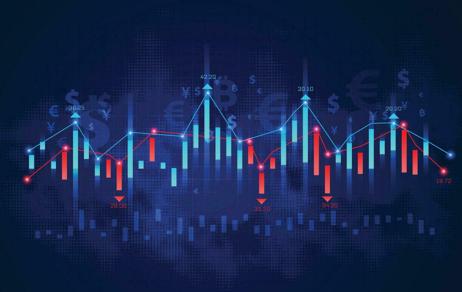 Stock market or forex trading graph in graphic concept suitable for financial investment or Economic trends business idea and all art work design. vector
