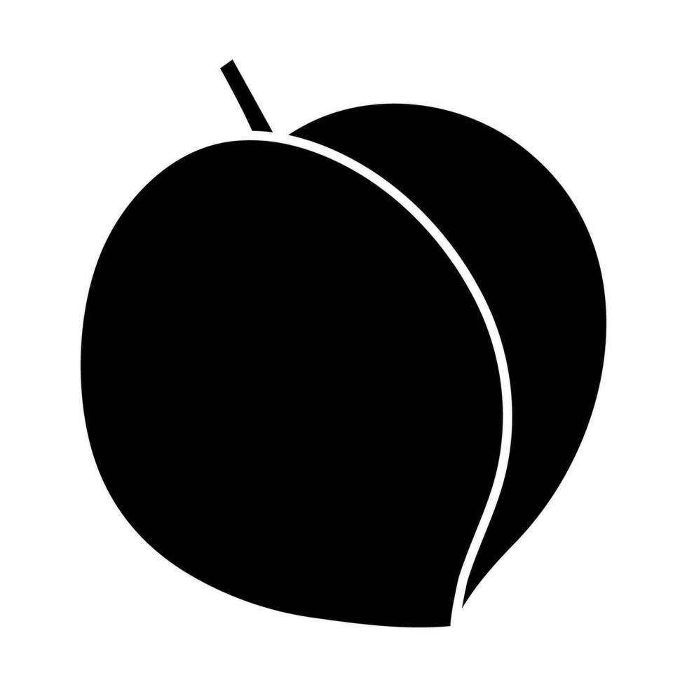 Peach black silhouette isolated on white background. Minimal flat design vector illustration.