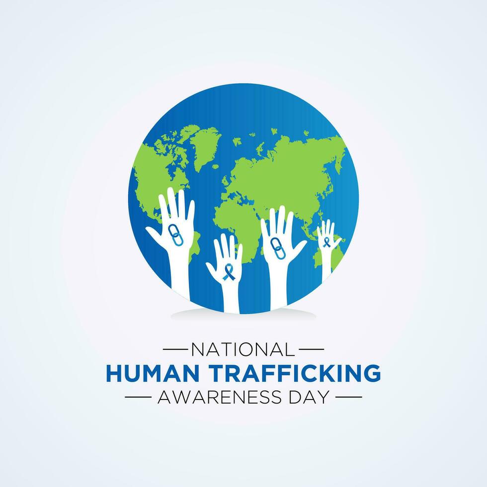 National Human Trafficking Awareness Day is observed every year on january 11. Vector illustration on the theme of Human Trafficking Day. Template for banner, greeting card, poster with background.