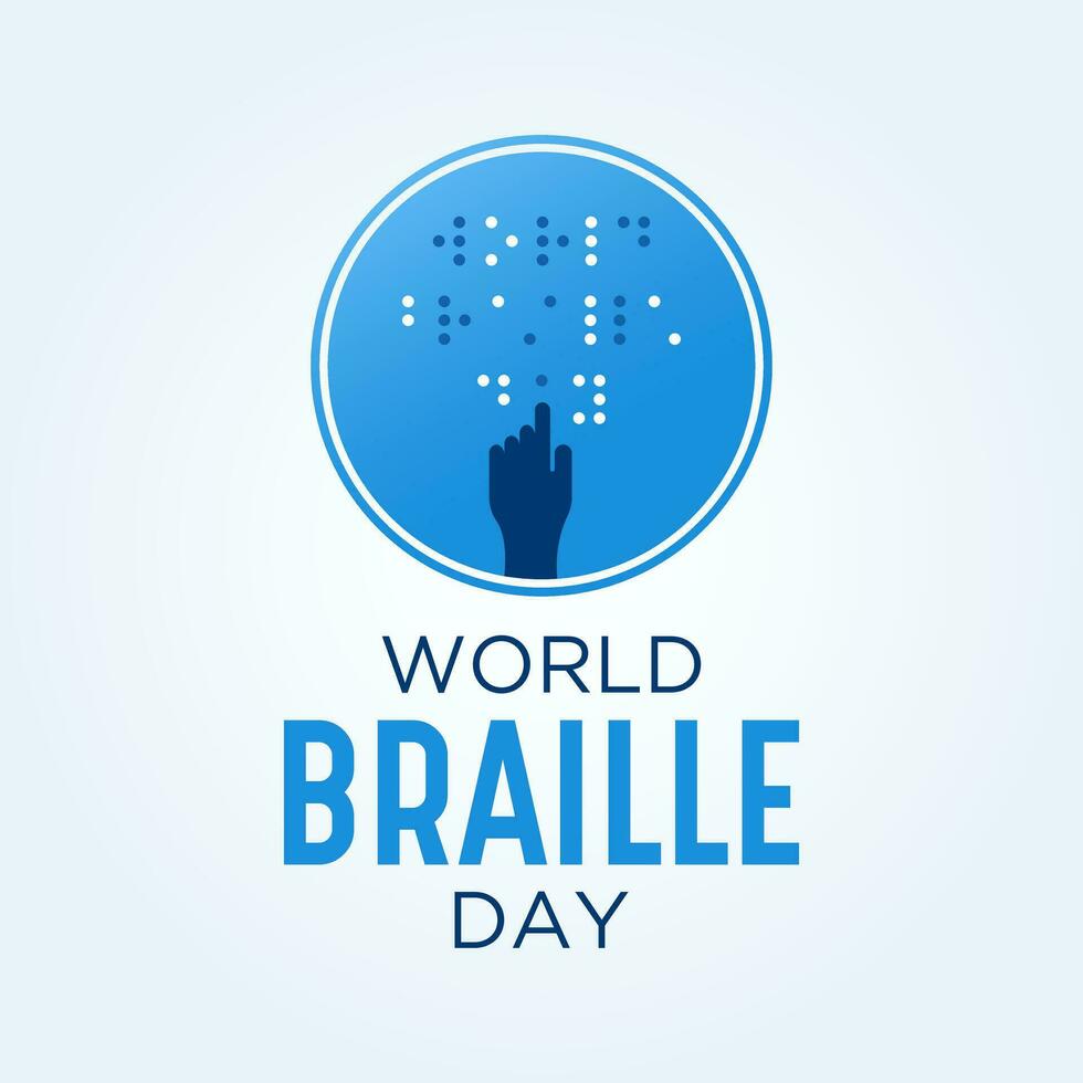 World Braille Day is celebrated every year on January 4. Vector illustration on the theme of World Braille Day. Template for banner, greeting card, poster with background.