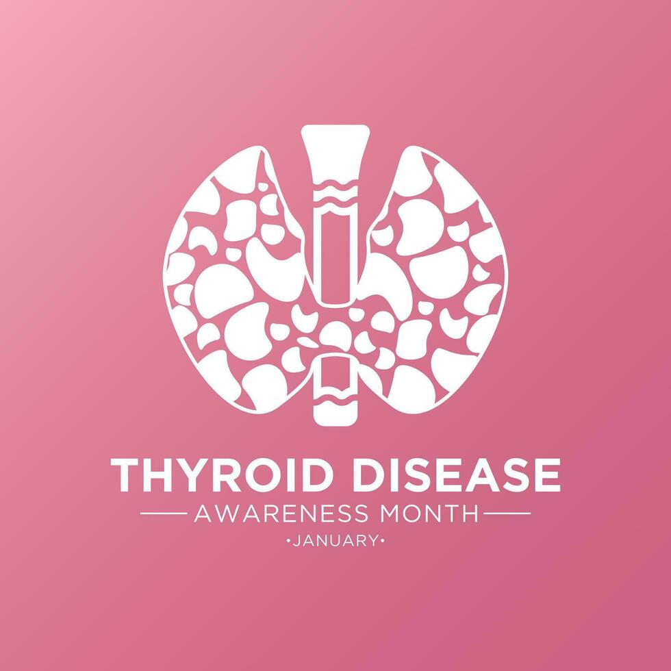 National thyroid awareness month is observed every year on january. January is thyroid disease awareness month. Vector template for banner, greeting card, poster with background. Vector illustration.