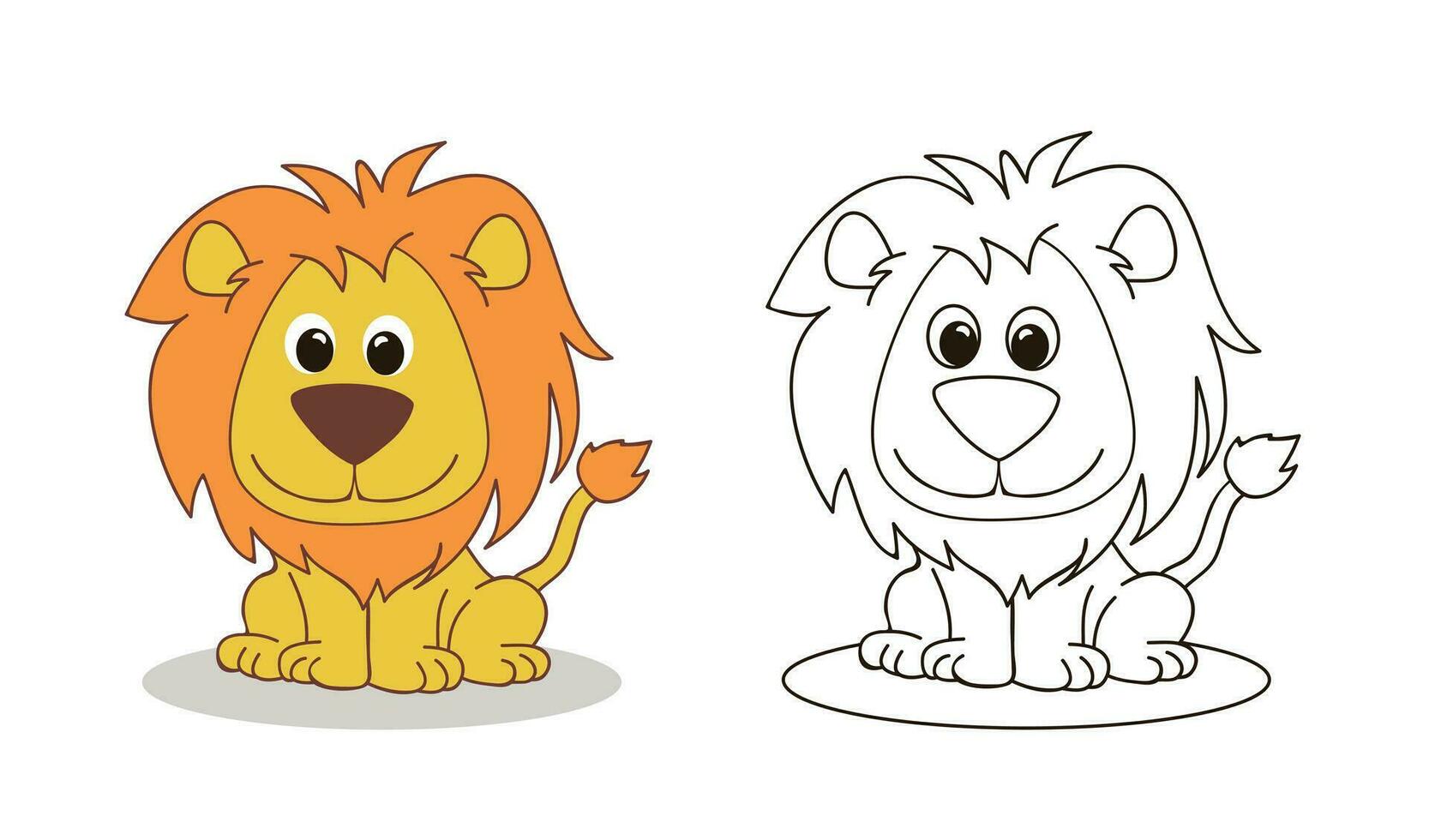 colorante página de linda pequeño león para preescolar niños actividad educativo hoja de cálculo. vector