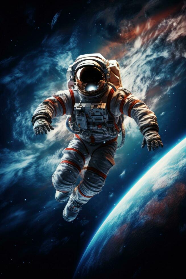 AI generated astronaut in space photo