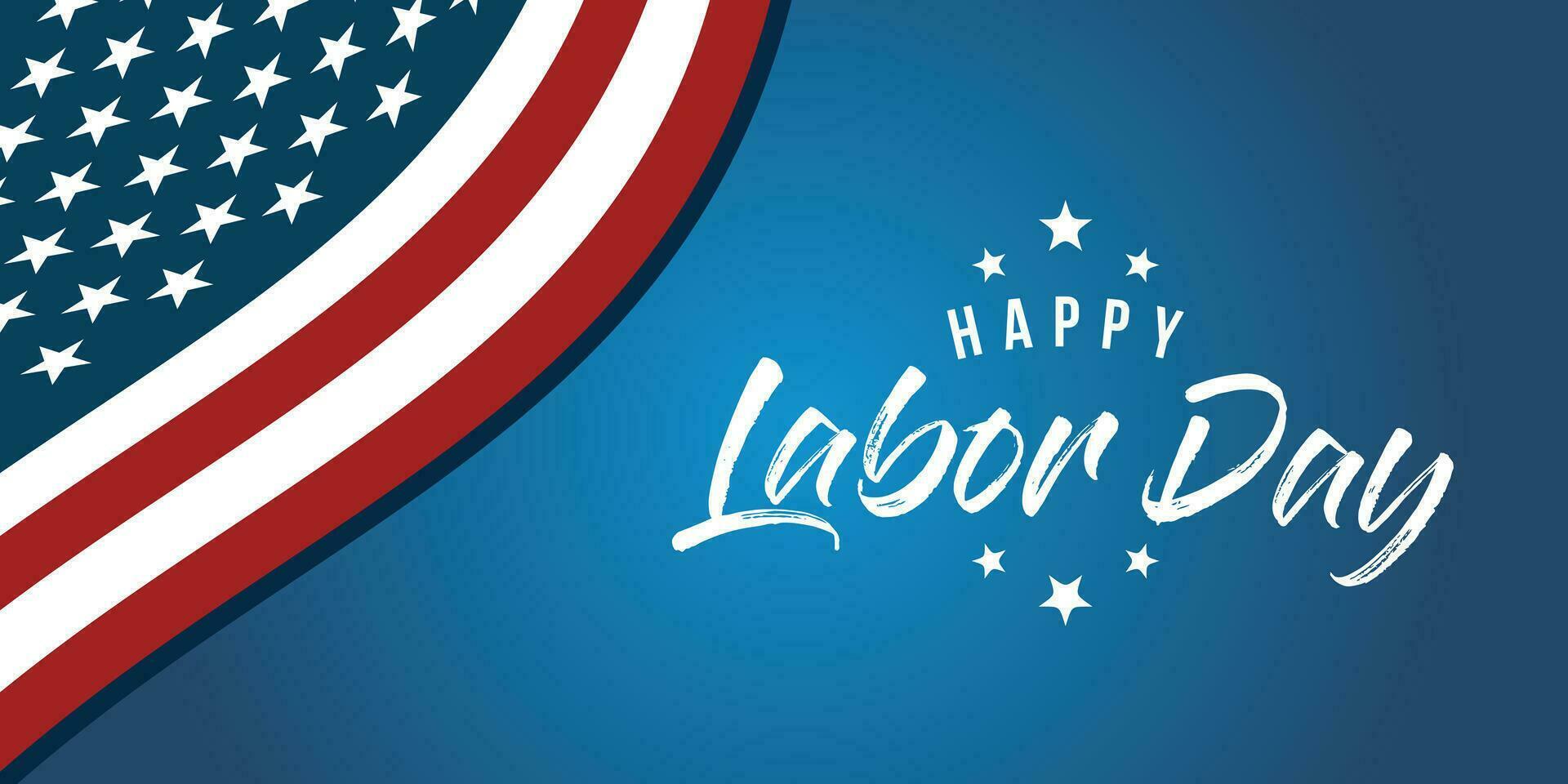 Happy Labor Day Vector greeting card or invitation card. Illustration of an American national holiday with a US flag.