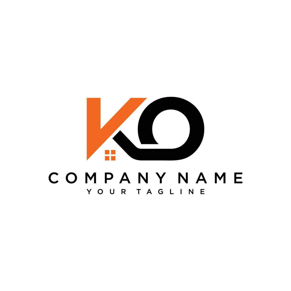 Initial KO home logo icon design vector, Vector illustration