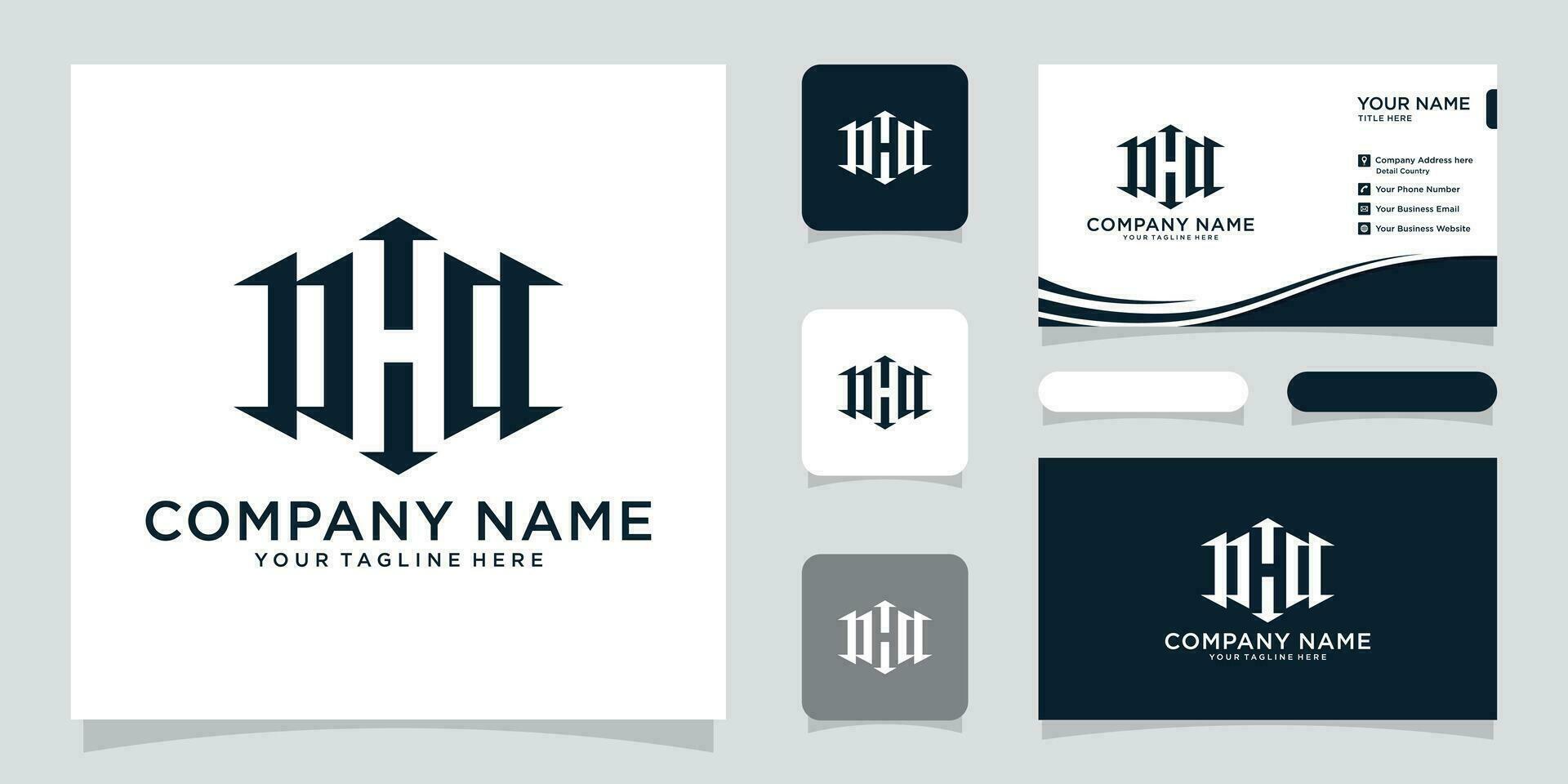 Monogram Letter H Business Company Vector Logo Design with business card design.