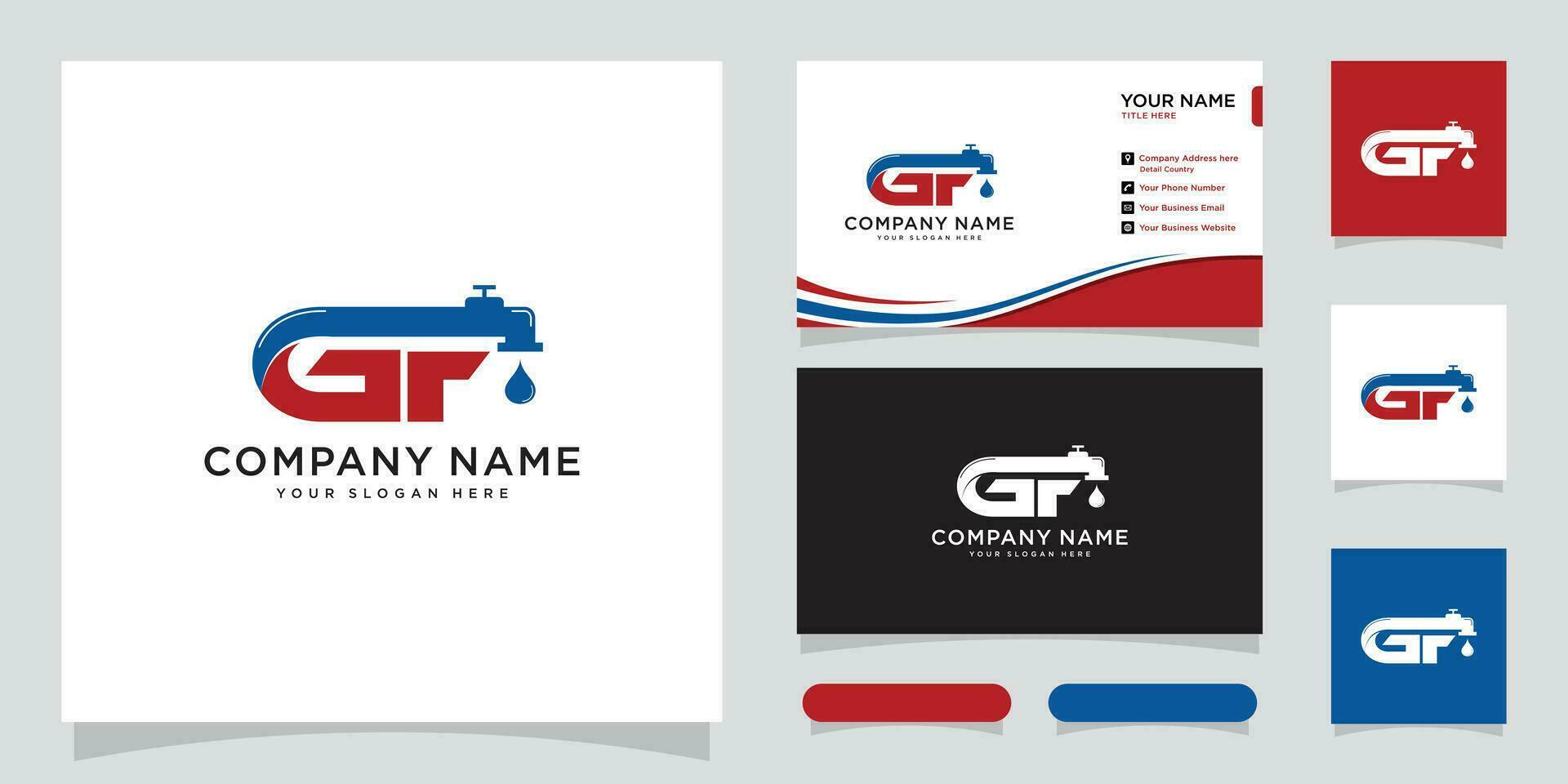 Logo GF Simple Creative Design, Vector illustration with business card design.