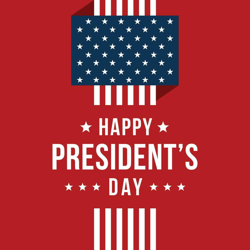 Happy Presidents day in United States text concept with American flag. Washington's Birthday. Federal holiday in America. Celebrated in February. Poster, banner and background vector