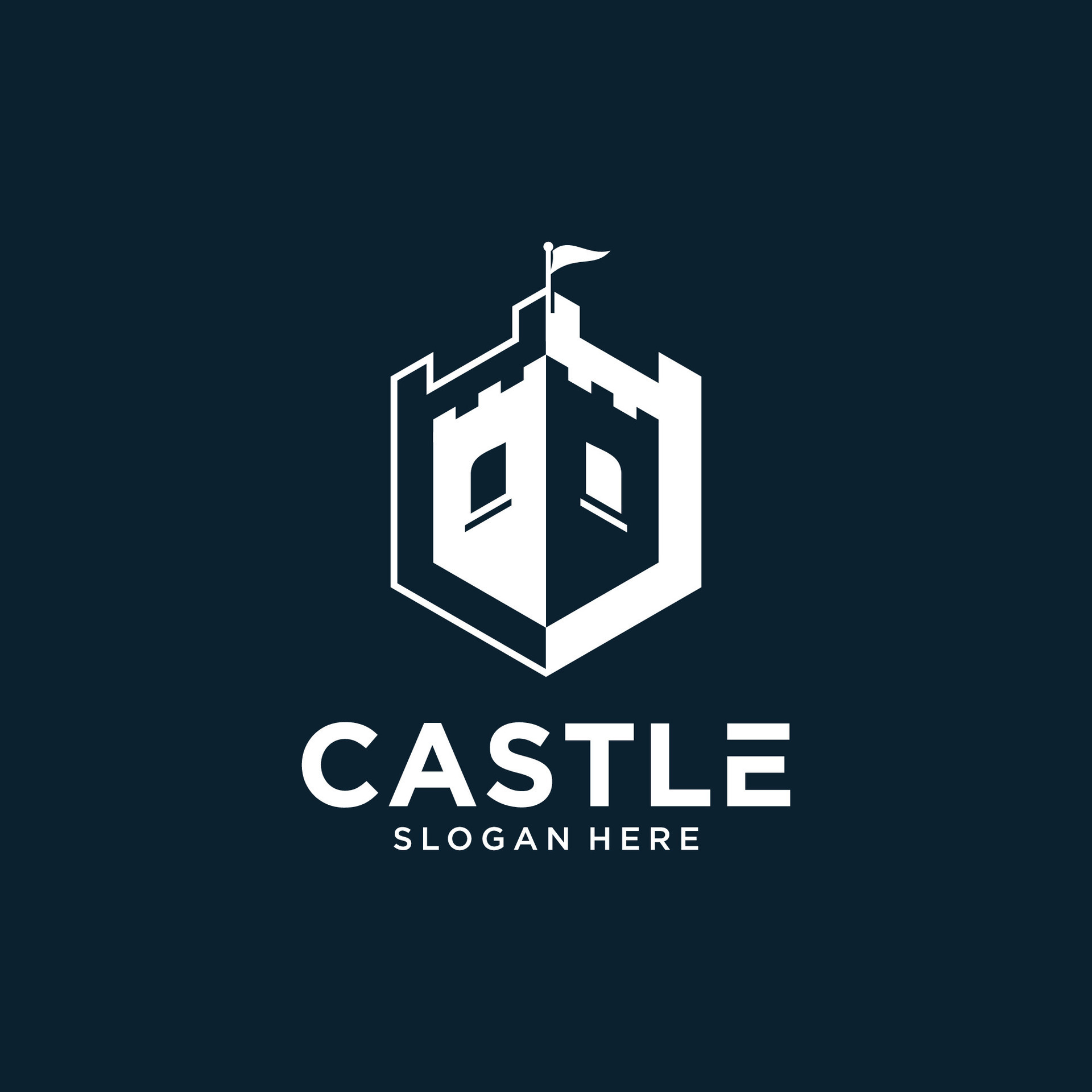 Vector illustration of castle logo design emblem, palace logo, fortress ...