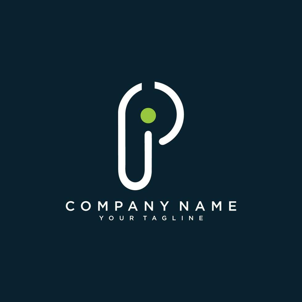 PI or IP logo design simple modern template. vector