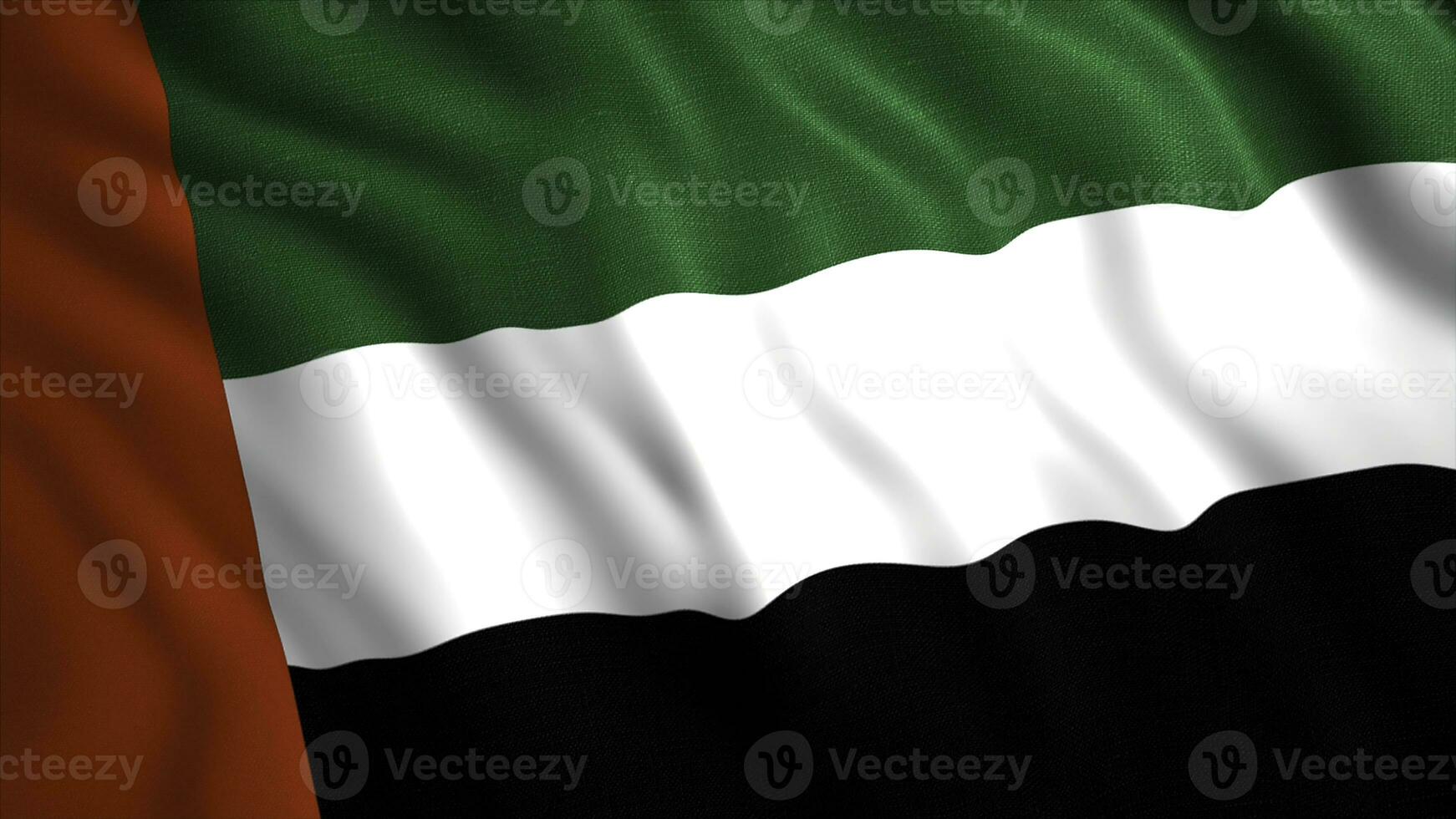 A beautiful flag animation of United Arab Emirates. Motion. Abstract colorful waving flag cloth, seamless loop. photo