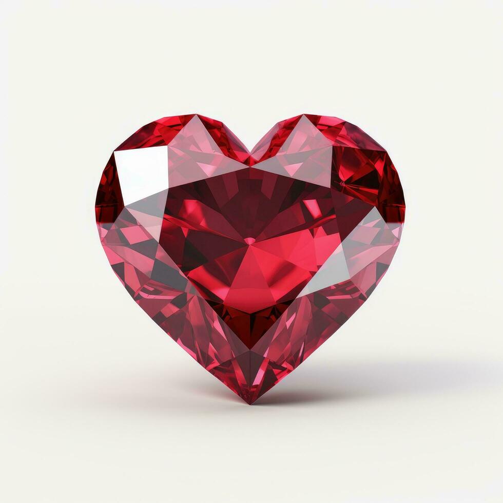 AI generated a heart shaped ruby diamond on a white background photo