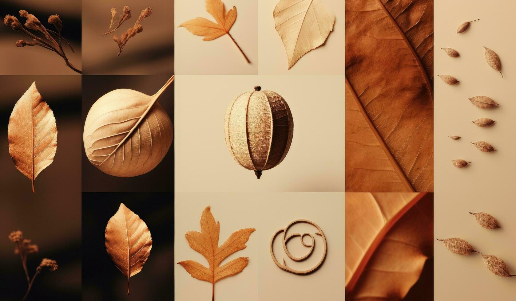 AI generated a collage of autumn photos showing leaves