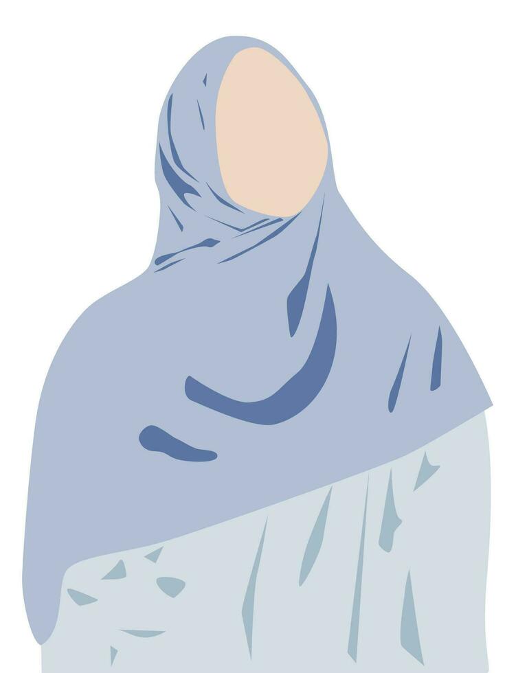 Muslim woman wears blue hijab vector