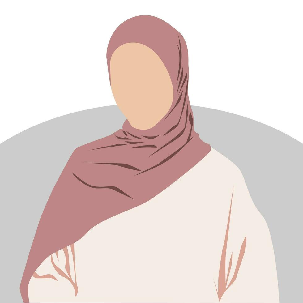 plano ilustración de musulmán mujer vistiendo hijab vector
