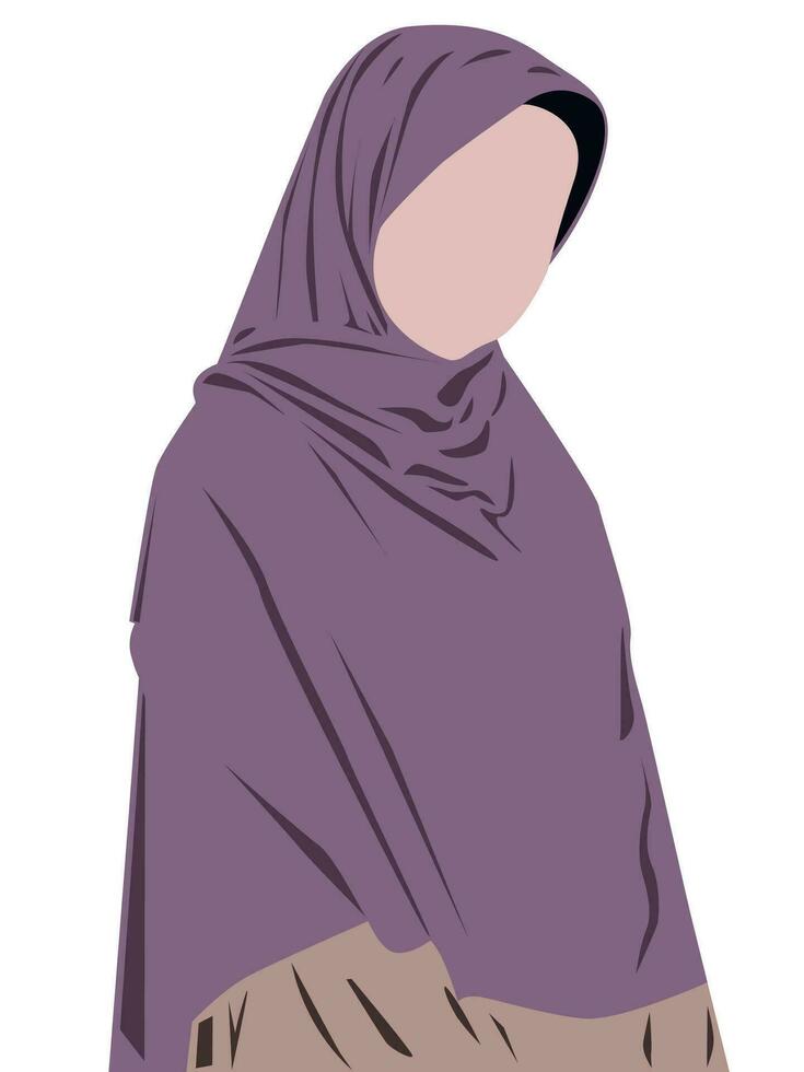 plano ilustración de musulmán mujer usa largo hijab vector