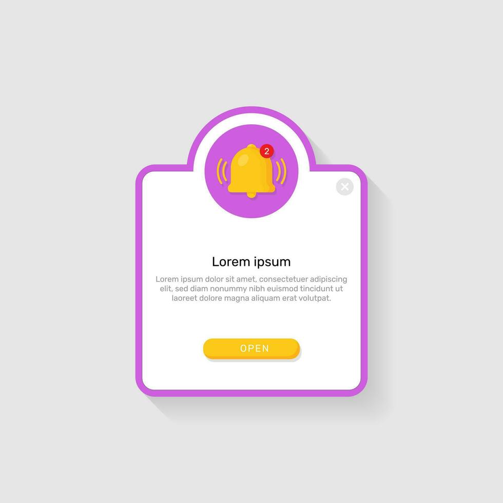 Reminder page popup. Notification page with bell. Reminder events, business planning, timetable, new notice for ui. - Vector. vector