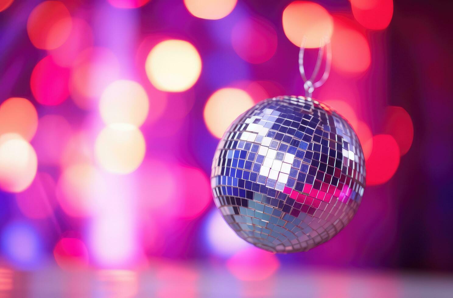AI generated disco ball in front of a colorful background photo
