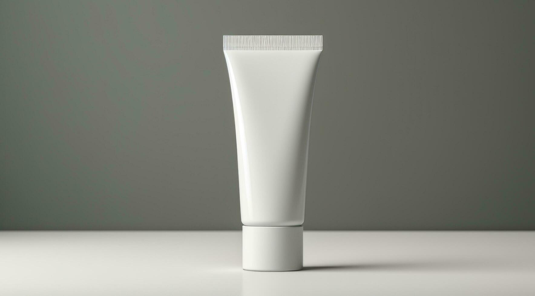 AI generated white tube skin cream on white table top photo