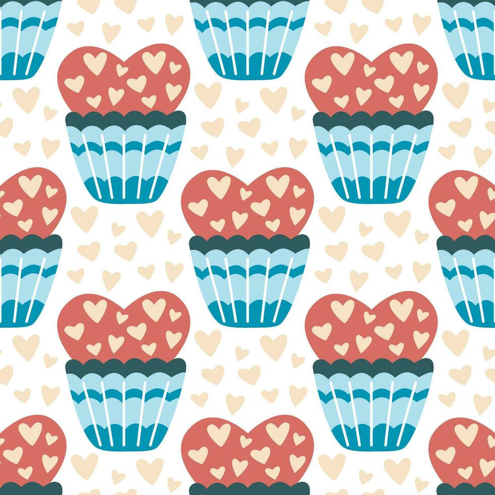 Sweet cakes with cream seamless pattern vector