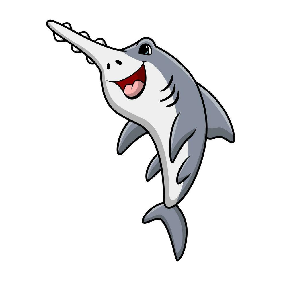 Cute saw shark cartoon on a white background vector
