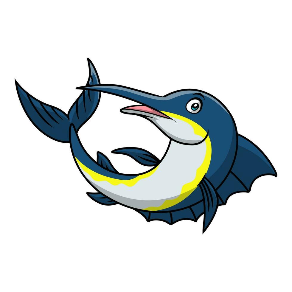 Cute marlin fish cartoon on a white background vector