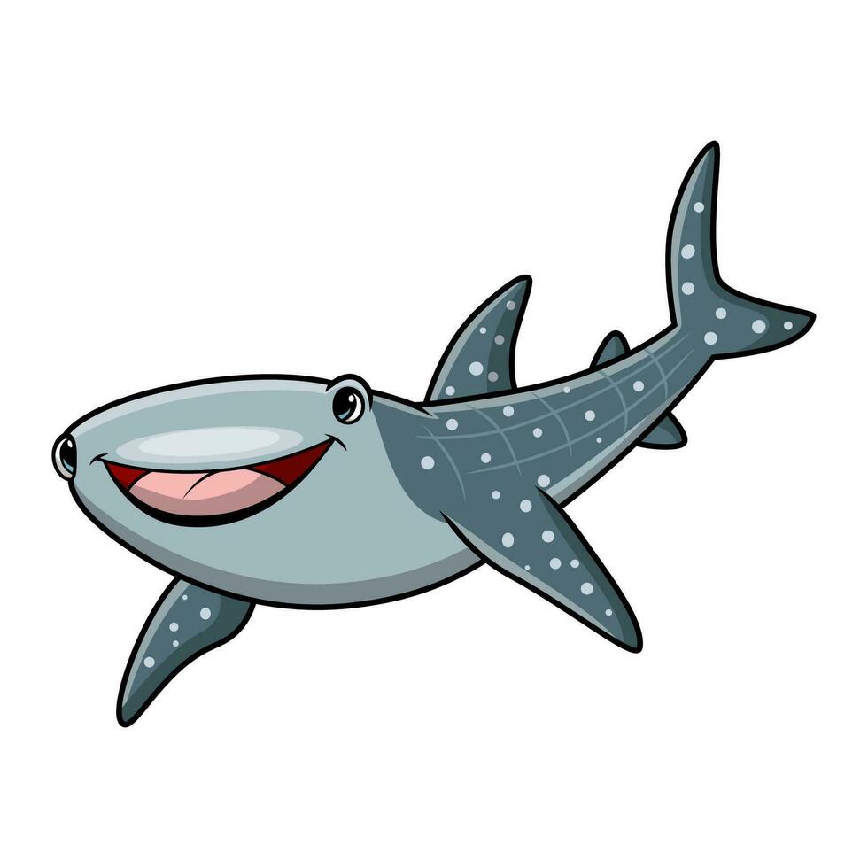 Cute tiger shark cartoon on a white background vector