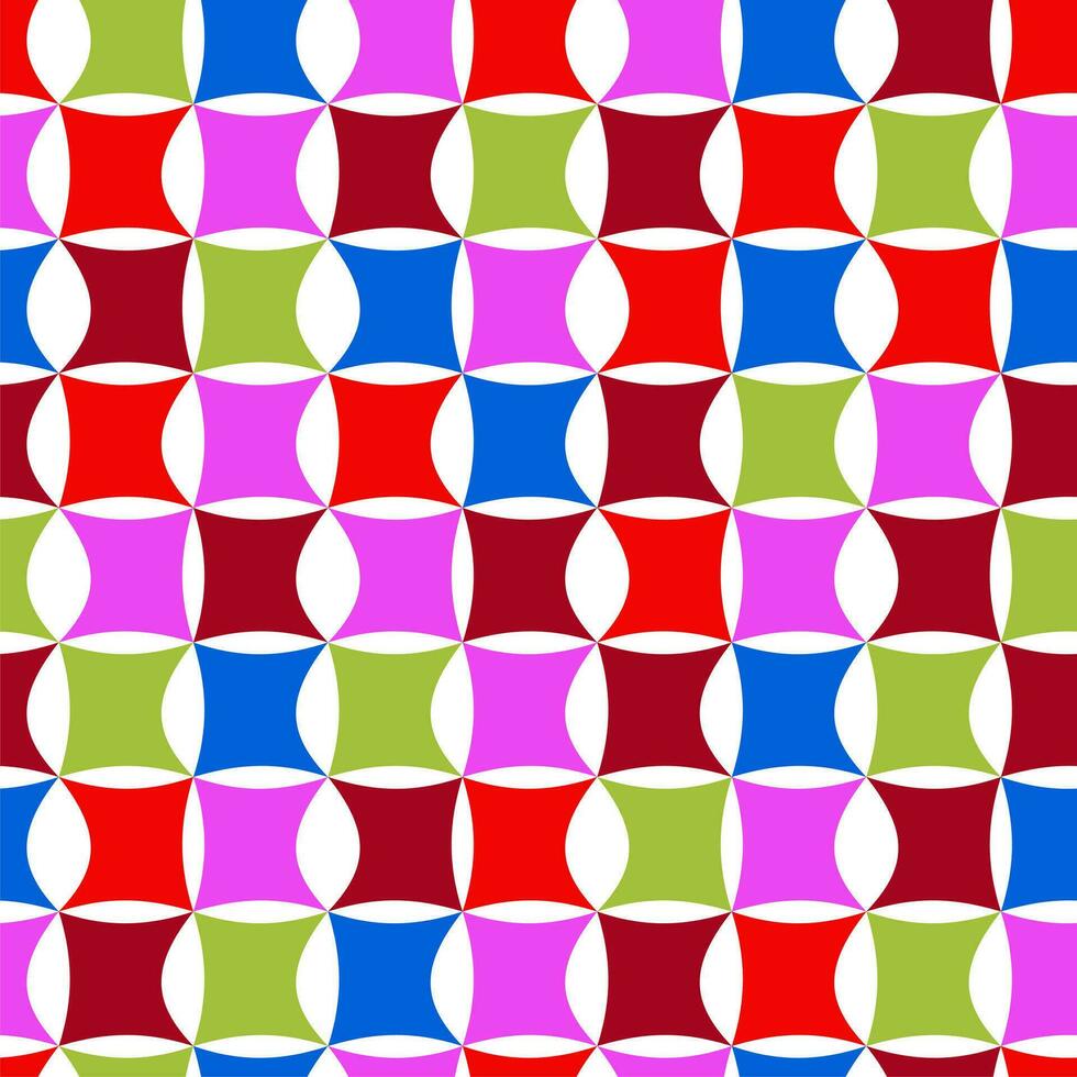 Multicolor checkerboard seamless pattern. Retro groovy waves. Geometry. Psychedelic texture for textile, paper, fabric. vector
