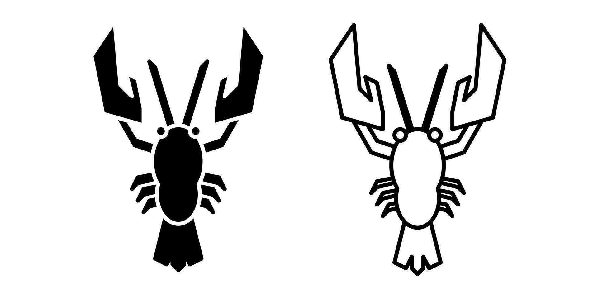 lobster icon, sign, or symbol in glyph and line style isolated on transparent background. Vector illustration