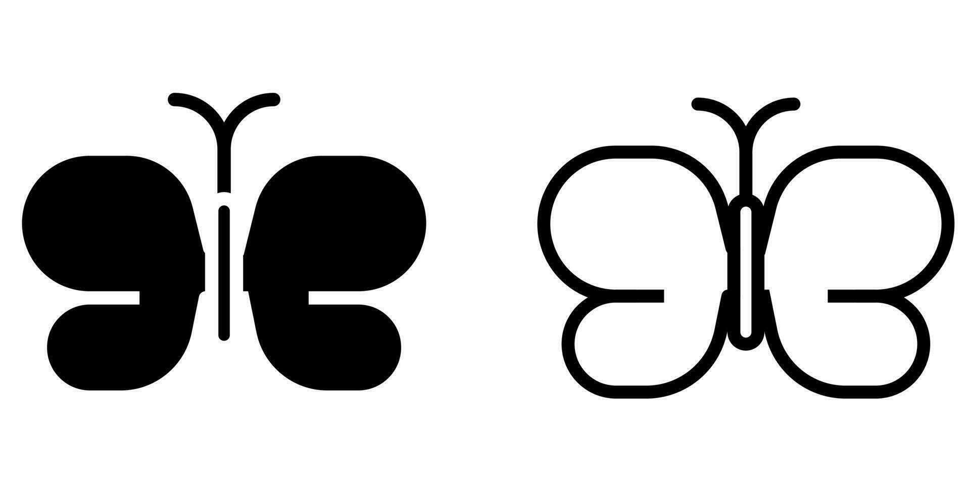 butterfly icon, sign, or symbol in glyph and line style isolated on transparent background. Vector illustration