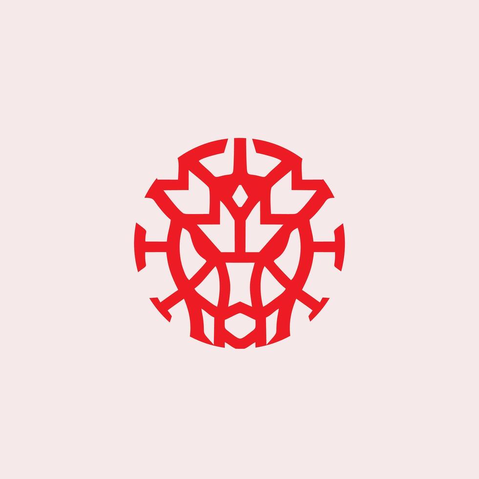 red abstract lion logo design in line art style vector