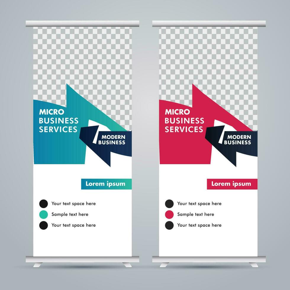 Modern roll up banner design template. flyer. pull up. presentation. brochure. poster. advertisement. print media vector