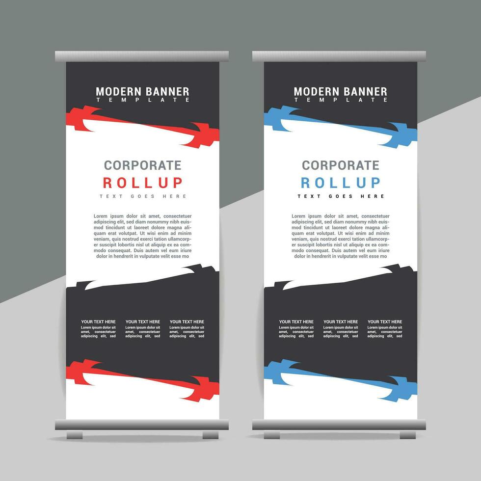 vector Roll up banner template with modern shapes
