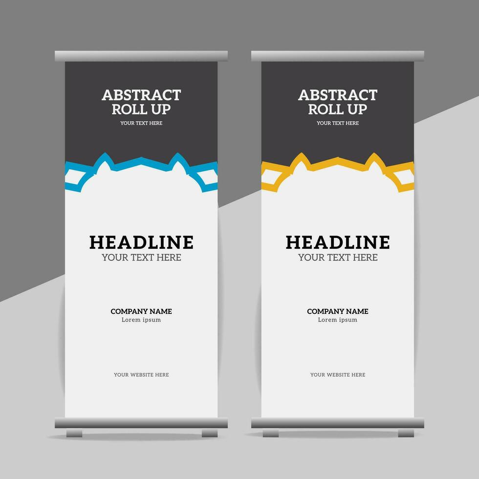 modern roll up banner template with abstract design vector