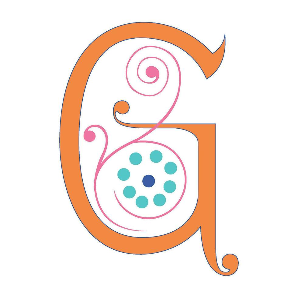 Art Spring Initial Caps Font Capital Letter G vector design illustration