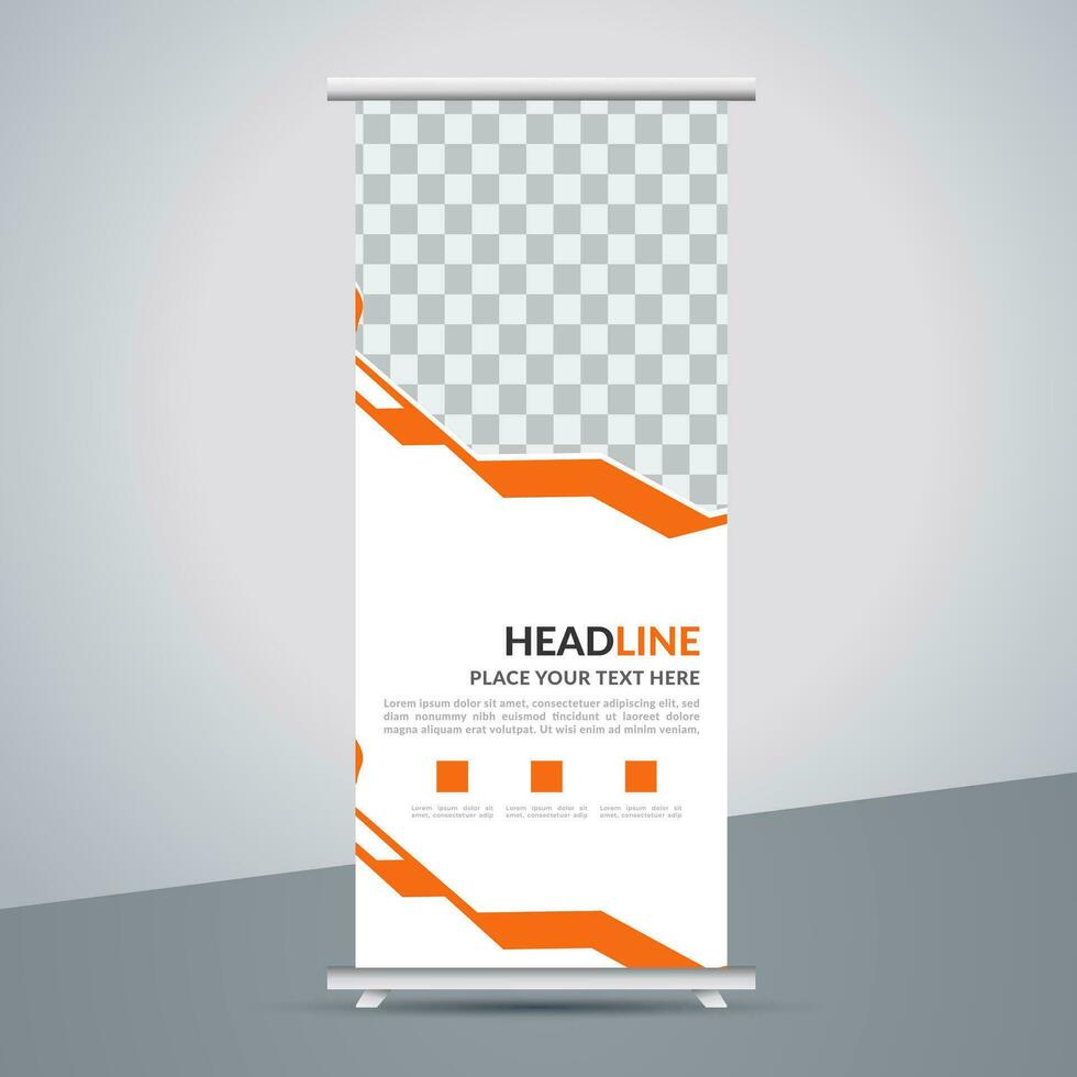 modern roll up banner template with abstract design vector