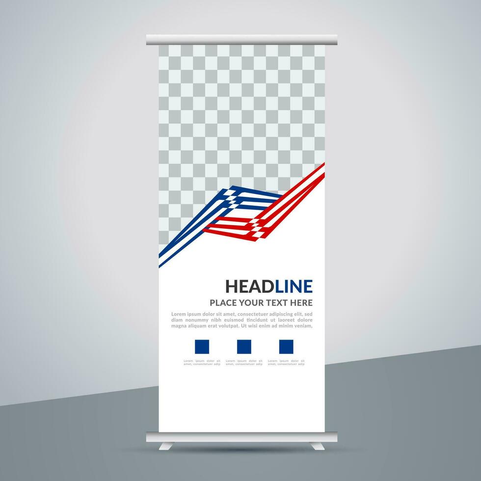 modern roll up banner template with abstract design vector